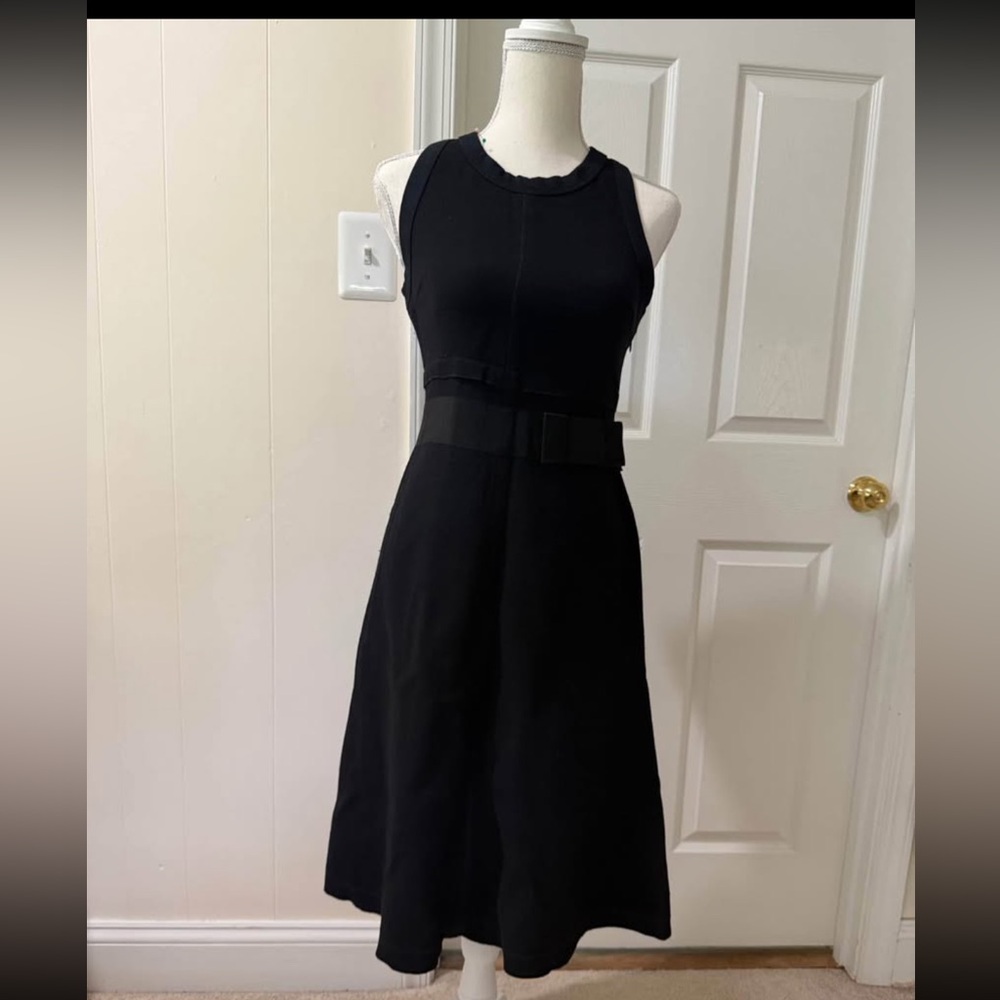 Prada Black Midi Dress with Belt Detail